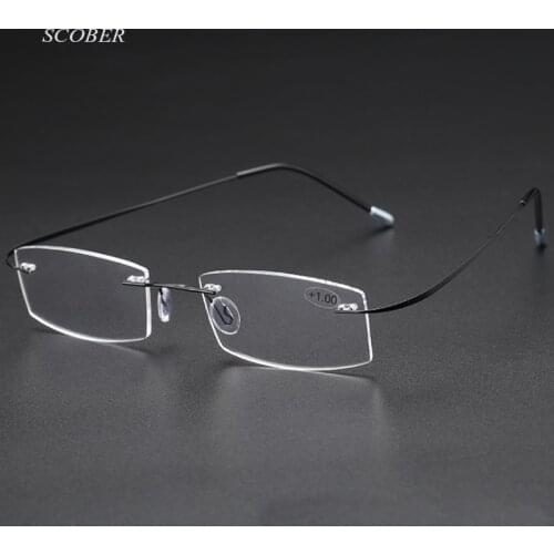 Ultra Light Frameless Reading Glasses With Case Men Anti-Blue Comfortable Portable Presbyopic Glasses women