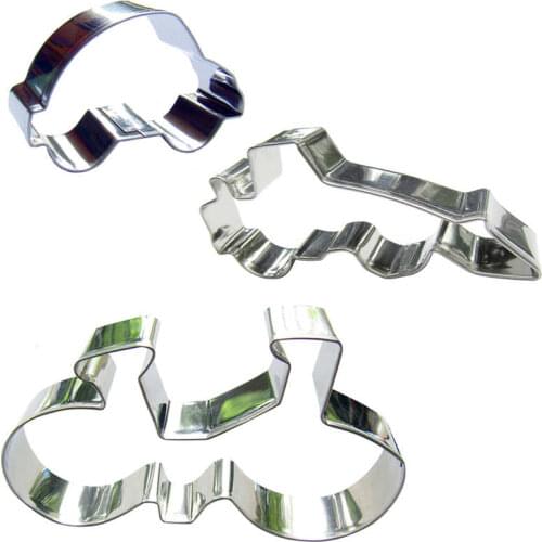 Bicycles, Bulldozers, Beetle cars shapes 3 pieces biscuit cutting molds, baking tools, cake decorating soft candy tools