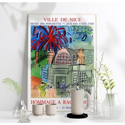 Raoul Dufy Exhibition Museum Poster, Vintage French Art Print, Ville De Nice - Hommage A Raoul Dufy 1954 Home Wall Decor Gift