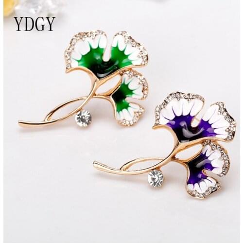 YDGY Creative Horn Flower Water Drill Painting Oil Brooch Fashion Temperament Lady Brooch Factory Spot
