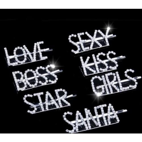 Boss hair clip Stick Unique BOSS SWEET Barrette Pearl Hair Clip Hairpins for Women Hair Jewelry Rhinestone Letters