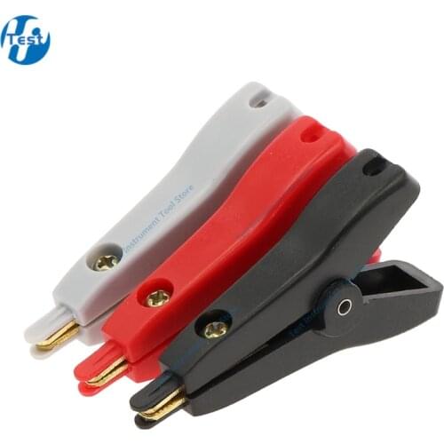 2019 New 2PCS Copper Plated Alligator Clip Two-level Test clip Four-Clamp LCR Kelvin Max Open Length 25mm Black+Red