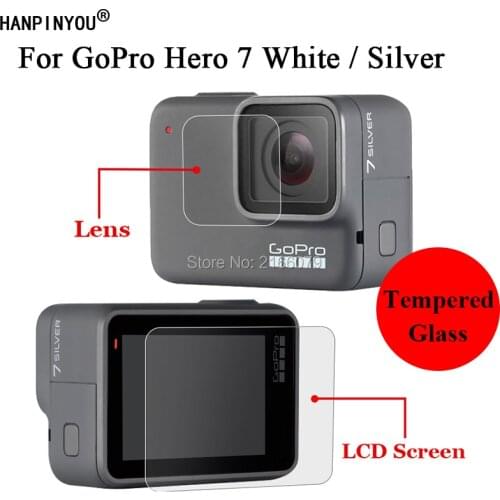 1Set=2 Pcs/Lot 9H 2.5D Camera Lens / LCD Screen Protector Tempered Glass For GoPro Hero 7 Hero7 White / Silver Protective Film