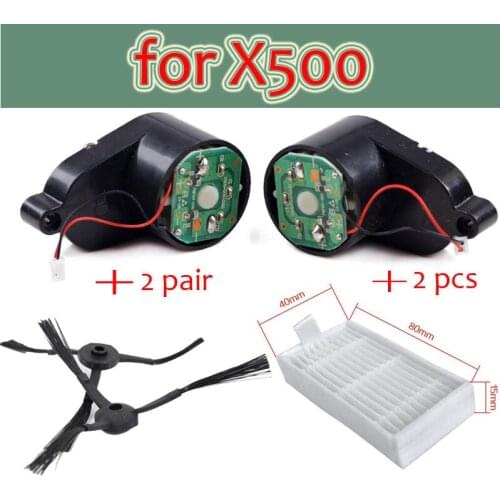 1 pair x500 side brushes Motors assembly+2 pair Side Brush+2pcs hepa filter for Vacuum Cleaning Robot vacuum cleaner brush motor