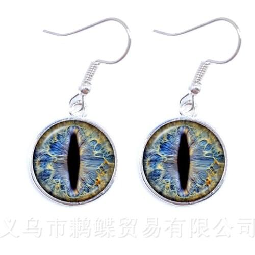 1 PC Sauron Evil Earrings Evil Eye Glass Photo Jewelry, Dragon Eye 16mm Glass Cabochon Drop Earrings For Women Best Gift