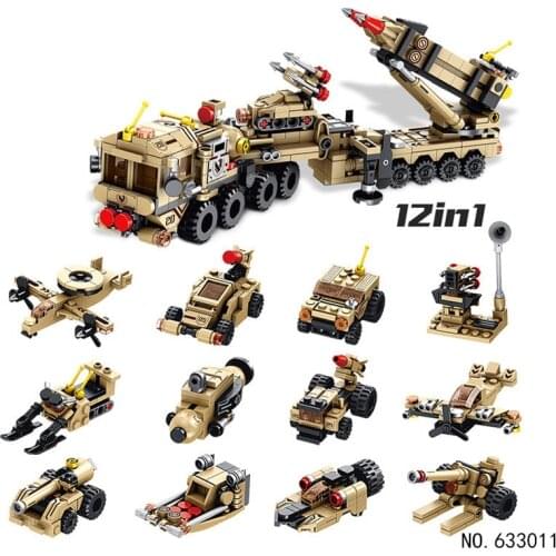 12in1 Transformation Building Blocks Set Truck Car Toys Kids Robot Bricks Educational Toys Mini engineering vehicle