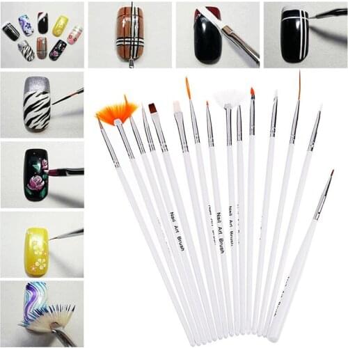 15pcs/set Nail Art Color Drawing Dotting Brushes for Manicure Tools Nail Design Pen Finger Decoration Professional Painting Pen