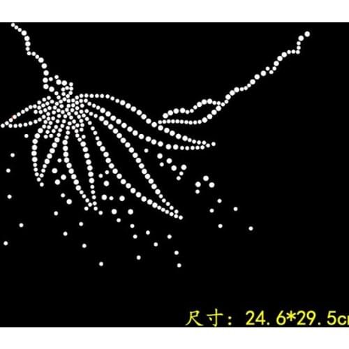 2pc/lot Flower decor applique ron on rhinestone motifs designs iron on transfer for sweater shirt