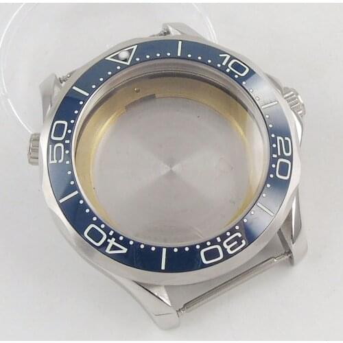 41mm Luminous Blue ceramic Bezel Steel Watch Case fit 2836 Miyota 82 Movement