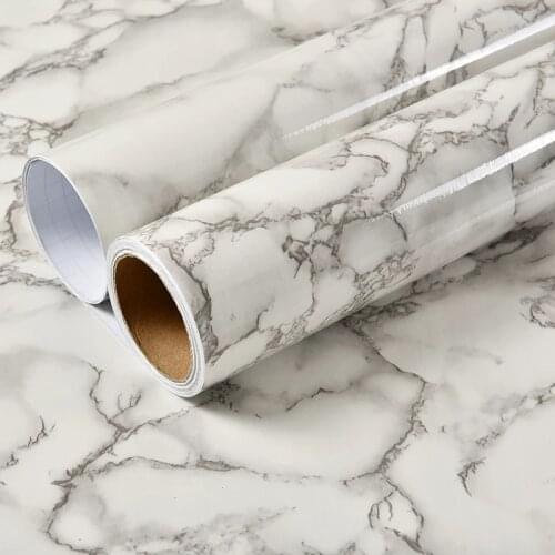 5M Marble Wall Papers Vinyl Film Waterproof Self Adhesive Stickers for Bathroom Kitchen Cupboard Countertops Contact PVC Sticker