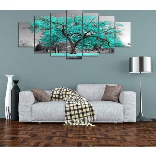 No Framed Green Tree Landscape Black and White 5 Pcs Canvas Picture Canvas Print Wall Art Painting Wall Decor for Living Room