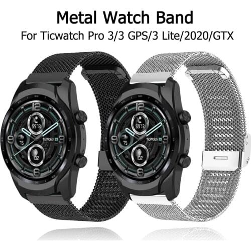 Stainless Steel Band For Ticwatch Pro 3 GPS/LTE Strap For Ticwatch Pro 2020/E2/S2/GTX Metal Bracelet Smart Watch Accessories