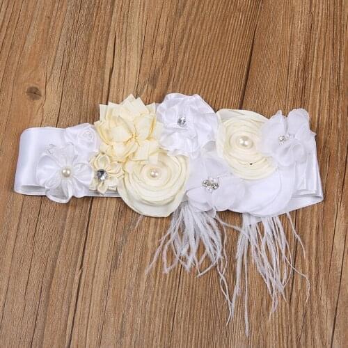 Kids Belts Girls Satin Ribbons Rhinestone Flower Belt Sash Girls Gown Dress Sash Accessories Children Wedding Flower Girl Belt