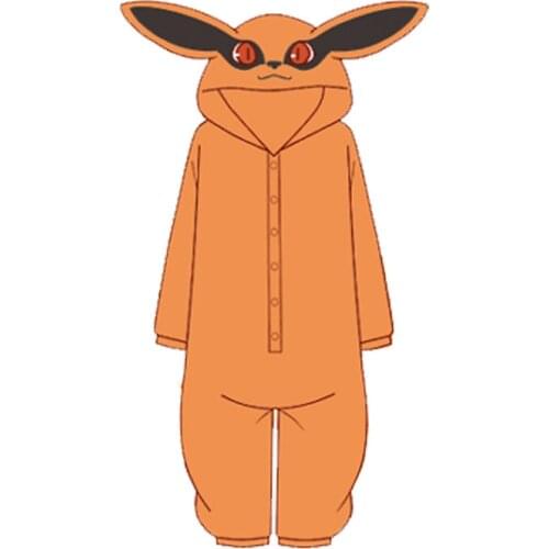 Anime Naruto Shippuden Jumpsuit Cosplay Kurama Kyuubi Fleece Onesies Costume Pyjamas Sleepwear Bathrobe Rompers Nightgown