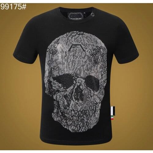 Top Fashion Brand Men T-shirt O Neck Short Sleeve 100% Cotton 3D Printed Diamond T-shirt Men women Plein Skull Sportswear Tops