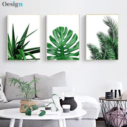 Canvas Painting Tropical Leaf Print Poster Monstera Leaf Palm Banana Canvas Painting Green Leaf Wall Art Living Room Decoration