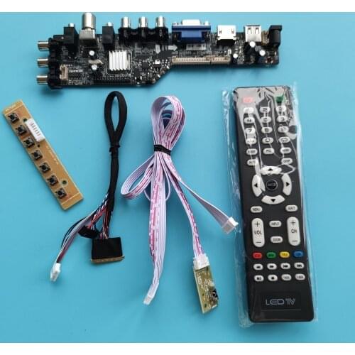 Kit For LTN156AT19 1366x768 HDMI-compatible panel monitor DVB-T DVB-T2 controller digital VGA AV TV remote board driver LED USB