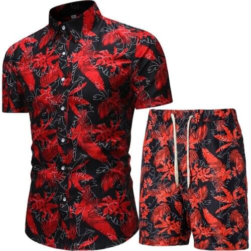 Summer Set Men Shorts Set Floral Print Hawaiian Shirt and Shorts Beach Wear Holiday Clothes Vocation Outfit Male Two Piece Set