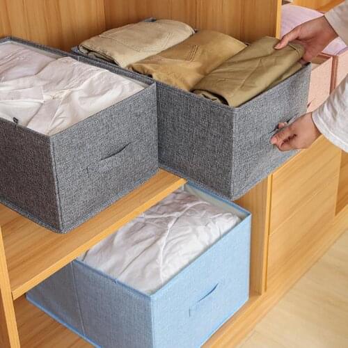 Storage Basket Cotton Linen Foldable Desktop Storage Box Clothing Organizer Desktop Sundries Snacks Cosmetic Storage Basket Box