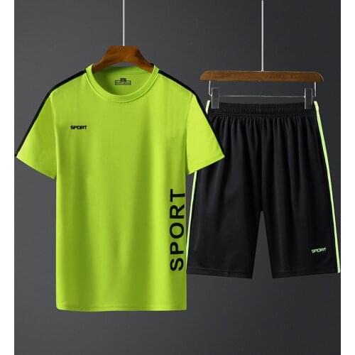 Summer Breathable Two Piece Short Sleeve Man T-shirt Suit Casual Outdoor Sports Tracksuit Hiking Jogging T Shirt Shorts Men Set