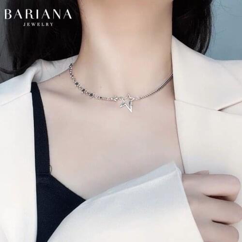 Hot sale s925 sterling silver necklace with simple star personality retro clavicle chain jewelry for fashion female party gifts