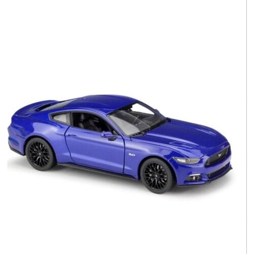 Welly1: 24 Ford Mustang GT Simulation alloy car model childrens toy birthday new year Christmas gift blue car