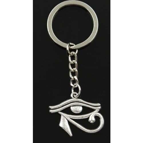 Fashion 30mm Key Ring Metal Key Chain Keychain Jewelry Antique Bronze Silver Color Ancient Egypt Eye Of Horus 33x27mm Pendant