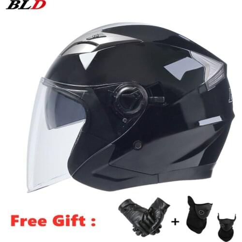 2021 New Arrival Motorcycle Half Helmet Double Lens Face Helmet Men Women Four Seasons Open Face Mask Helmet