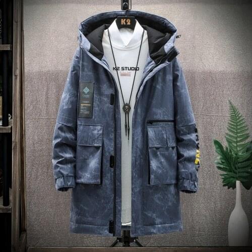 2021 Mens Autumn Trendy Brand Camouflage Youth Hooded Jackets Mid-Length Streetwear Long Coats Outwear Tops Spring Windbreaker