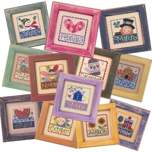 Cross-stitch Kit Cartoon 11CT Printed Cloth Chinese Embroidery DIY Handmade Material Pack December Stamp Multiptych Miniature