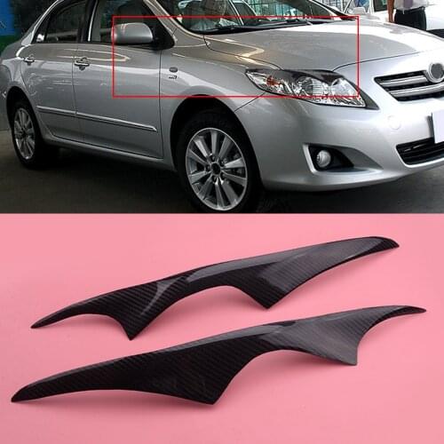 1 Pair Carbon Fiber Headlight Lamp Eyebrow Eyelid Cover Trim Sticker Fit for Toyota Corolla 2003 2004 2005 2006 2007 2008