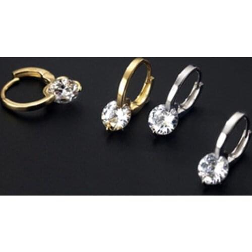 2021 Newest Design Fashion Zirconia Crystal Gold Color Round Clip Earrings For Women Jewelry Accessories