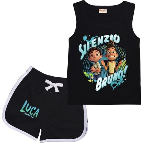 New movie Luca Girls Boys 2021 Summer Vest Set Kids Sports T shirt+Pants 2pcs set Baby Clothing Sportswear Vest outfits Pyjamas