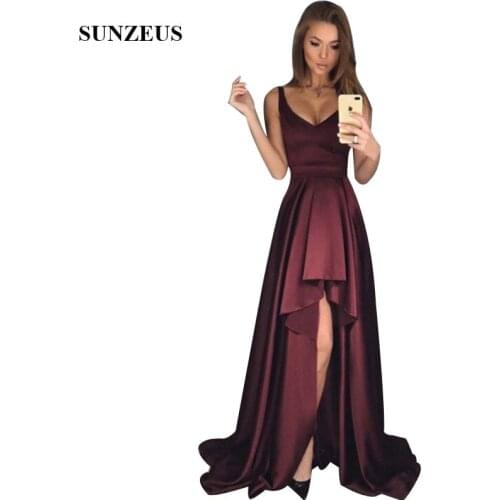 Hi Lo Bridesmaid Dresses Short Front Long Back Burgundy Wedding Party Gowns High Low Women Dress dama de honra