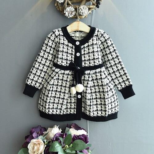 Girls Sweater Dress 2021 Autumn Winter New Fashion Long-sleeved Plaid Dress Princess Dress Kids Winter Clothes Kids Sweaters