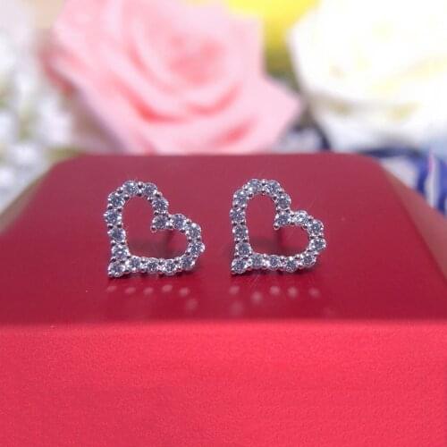 925 silver Moissanite Heart-shaped Romantic earrings Full of diamond luxury Valentines Day Anniversary gift