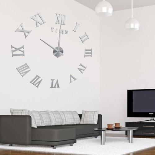 Luxury DIY Wall Clock 3D Roman Numerals Stickers Home Art Modern Clock Large