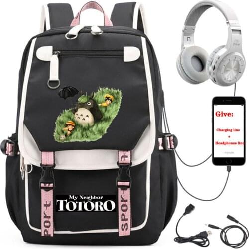 Anime My Neighbor Totoro backpack student School book Bag Unisex Travel Backpack USB Charging teenagers Laptop packsack