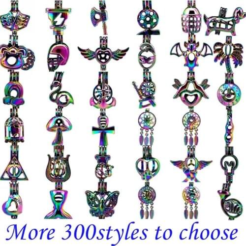 Mixed 300styles Rainbow Oyster Pearl Cage Dream Catcher Sea Animal Dog Fish Tail Angel Insect Xmas Gift Locket Pendant