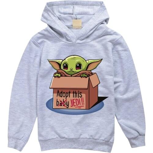 Childrens Long Sleeve Sweater Mandalorian Baby Yoda Boutique Kids Clothing Christmas Shirt Teenage Hooded Big Girls Tops