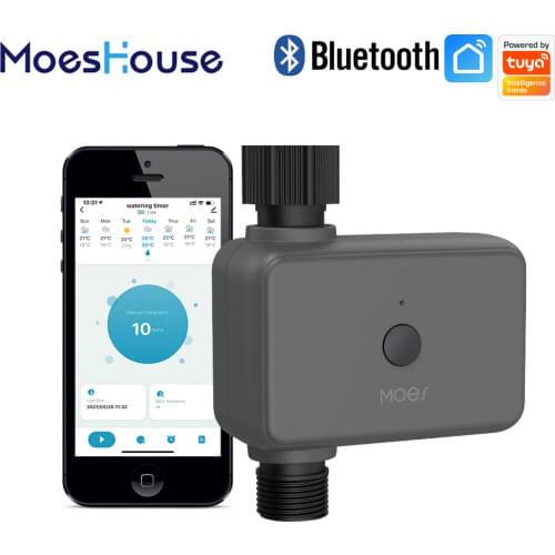 Moes Smart Tuya Bluetooth Water Timer Rain Delay Programmable Irrigation Timer with Automatic and Manual Watering Hub Required