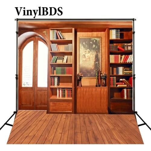 VinylBDS Photography Backdrops Newborn Background Bookshelf Backdrop Children Room Background Wood Floor Backdrop for Studio