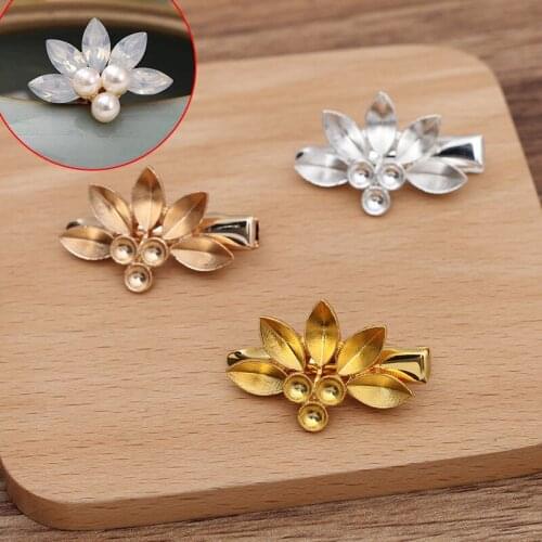 10 PCS 22*31mm Metal Alloy Flowers Hair Clip Base DIY Handmade Hairpin Accessories For Jewelry Making