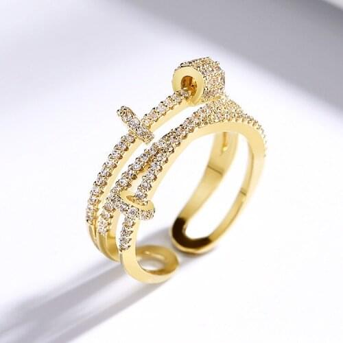 Double Layer Open Ring Female Ins.Hot Small Crowd Fashion Index Finger Ring Korea Style Personality Jewelry Accessories