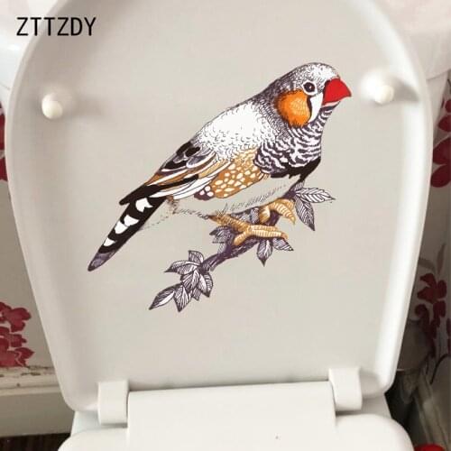 ZTTZDY 23.4CM×20.8CM Hand Painted Bird Animal Wall Stickers Mural Funny Bathroom Toilet Decor T2-0979