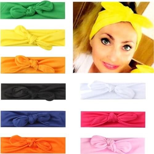 1 PCS 20*6 CM Female Comfortable Soft Elastic Hairband Solid Color Handmade Bunny Ears Headband Lady Accessories Birthday Gifts