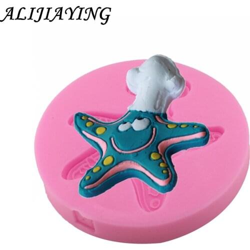 1Pcs 3D Fondant Mold Gift Decoration Tool Animals Starfish Silicone Kitchen DIY Cake decoration Tool D0428