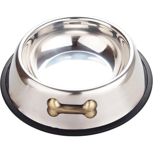 1PCS Pet Bowl Stainless Steel Simple Non-slip Dog Feeder Bowl Cat Water Bowl Foods Container Pet Supplies