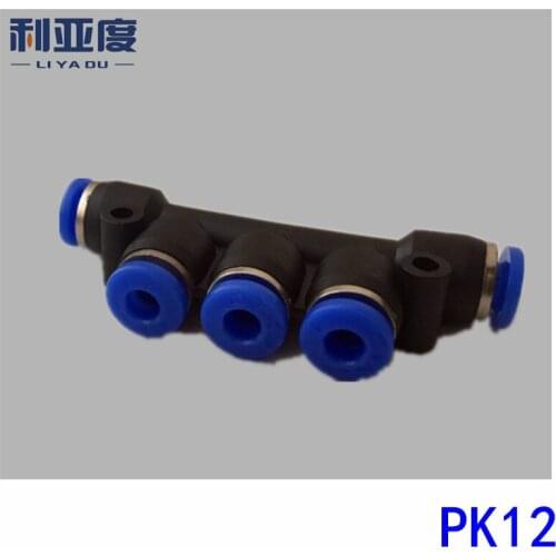 10PCS/LOT PK12 Black/White Pneumatic quick joint quickly inserted tracheal plastic joint five