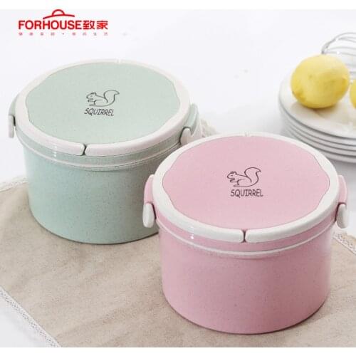 1000ml Lunch Boxs Food Fruit Storage Container Portable Bento Box Anti Leakage For Children with Handle and Spoon